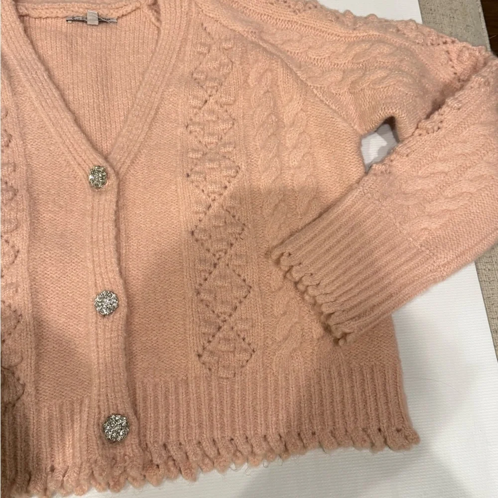 See and be seen Beautiful Wool Acryloc Rhinestone Button-Up Cardigan - Picture 7 of 13